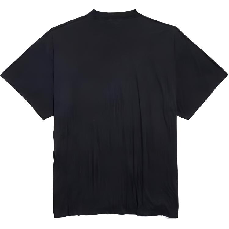 Lookbook Balenciaga Logo Print Unisex Black Crewneck Casual T-Shirt Regular Fit 809122TVQO11041