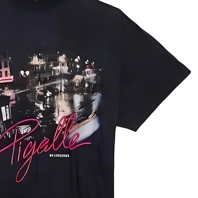 Balenciaga Logo Print Unisex Black Crewneck Casual T-Shirt Regular Fit 809122TVQO11041 Cheap Balenciaga Logo Print Unisex Black Crewneck Casual T-Shirt Regular Fit 809122TVQO11041