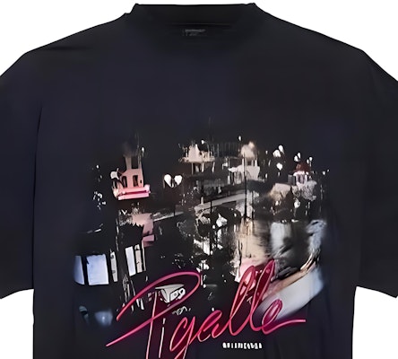 Balenciaga Logo Print Unisex Black Crewneck Casual T-Shirt Regular Fit 809122TVQO11041 1