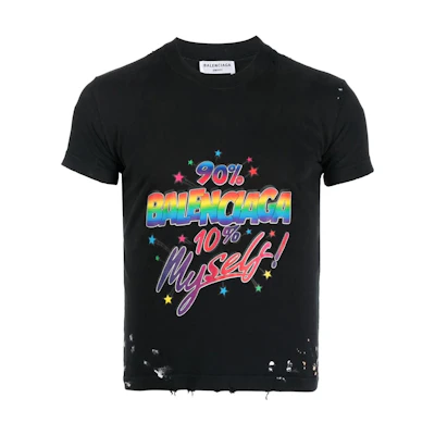 Balenciaga Logo Print Unisex Black Crewneck T-Shirt Regular Fit. 612964TMVH31055