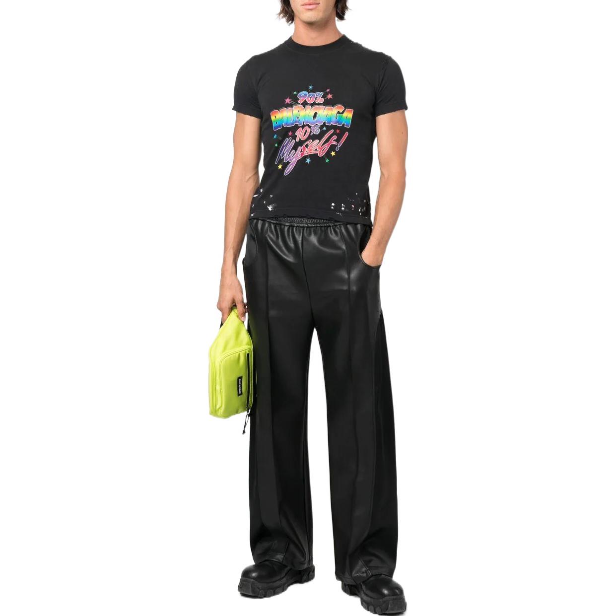 Balenciaga Logo Print Unisex Black Crewneck T-Shirt Regular Fit. 612964TMVH31055 圖 4