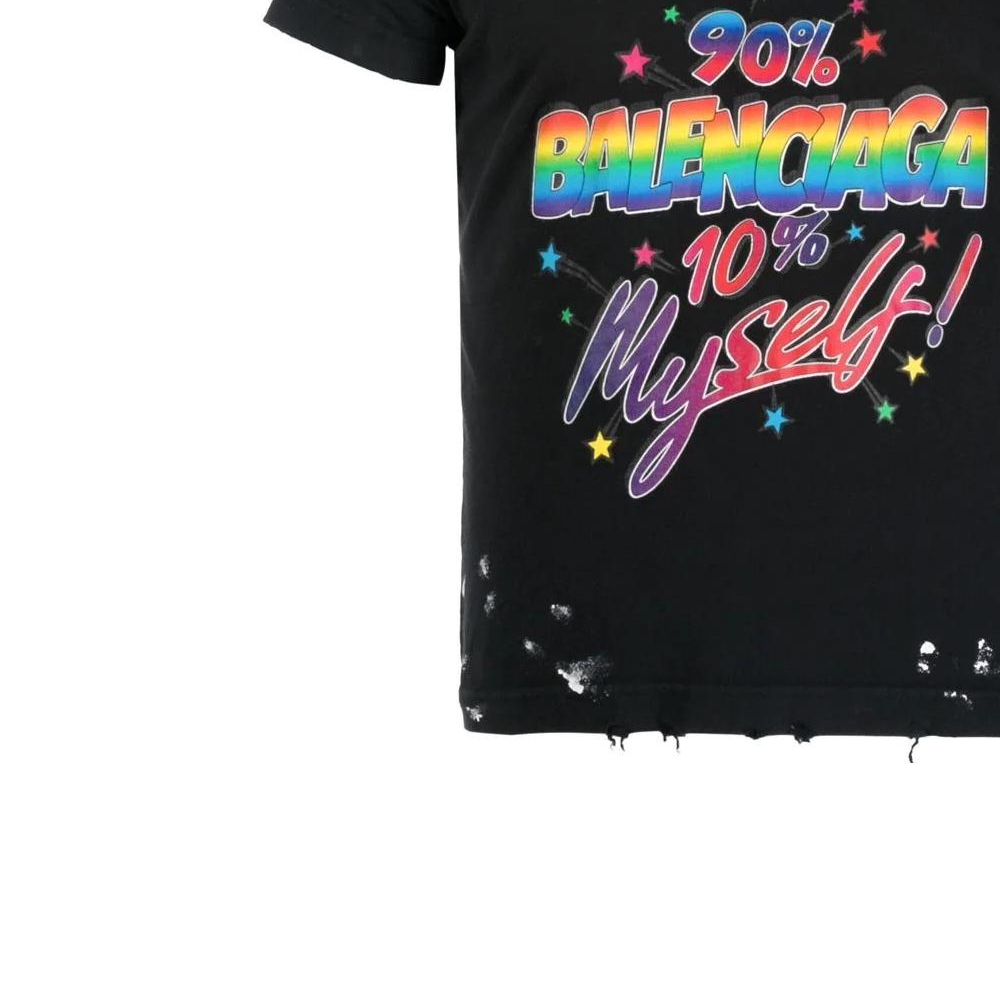 Balenciaga Logo Print Unisex Black Crewneck T-Shirt Regular Fit. 612964TMVH31055 圖 7