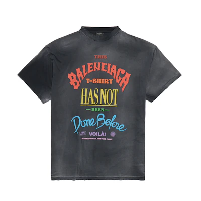 Balenciaga Logo Print Unisex Grey Oversized Crewneck T-Shirt 787349TQVW41134