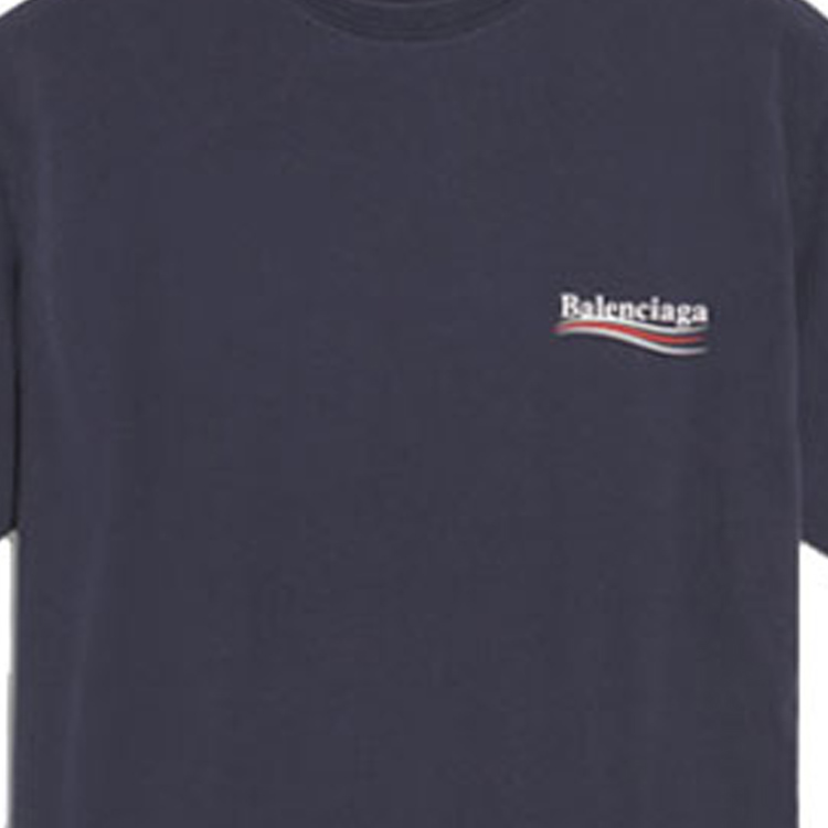 Balenciaga Logo Print Unisex Oversized Navy Crew Neck T-Shirt 556150TAV444128 圖 7