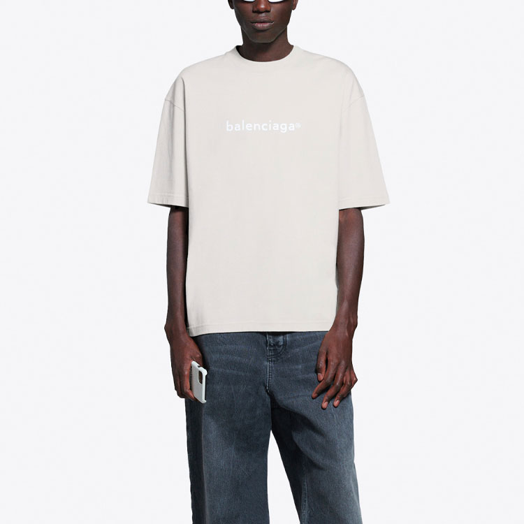 Balenciaga Logo Print Unisex Tee Grey 612966TIV542970 圖 5