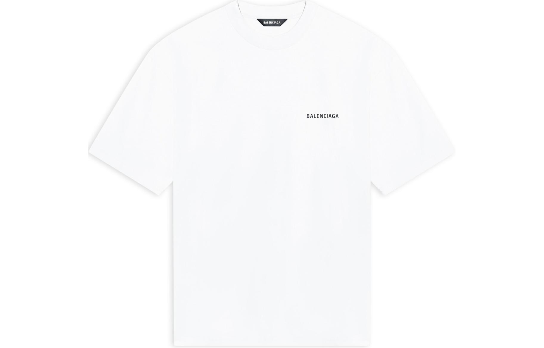 Balenciaga Logo Print Vintage Crewneck T-Shirt White Regular Fit 612966TIVG59040
