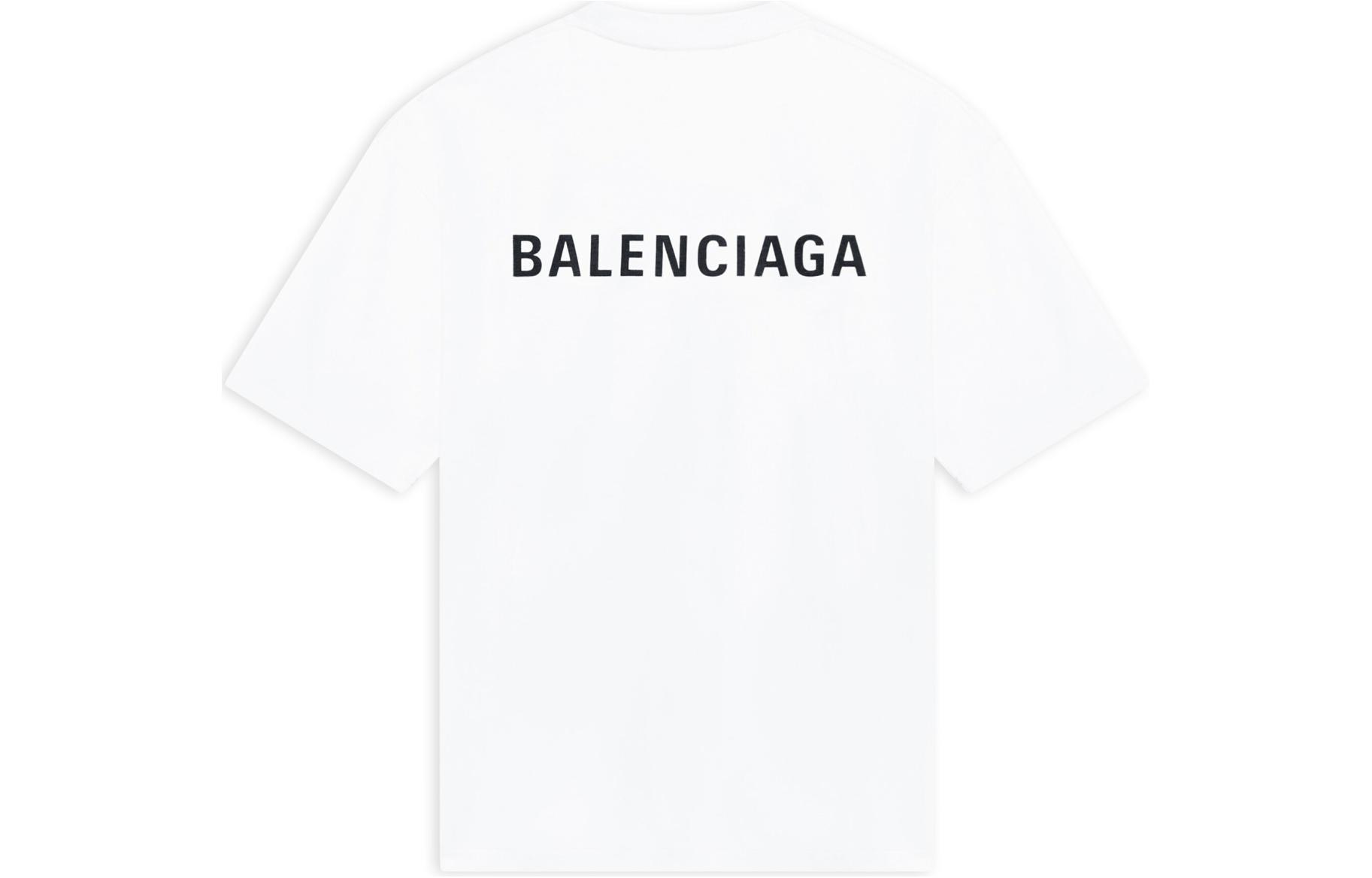 Balenciaga Logo Print Vintage Crewneck T-Shirt White Regular Fit 612966TIVG59040 圖 3