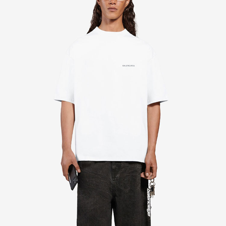 Balenciaga Logo Print Vintage Crewneck T-Shirt White Regular Fit 612966TIVG59040 圖 4