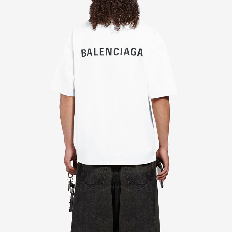Balenciaga Logo Print Vintage Crewneck T-Shirt White Regular Fit 612966TIVG59040 圖 5