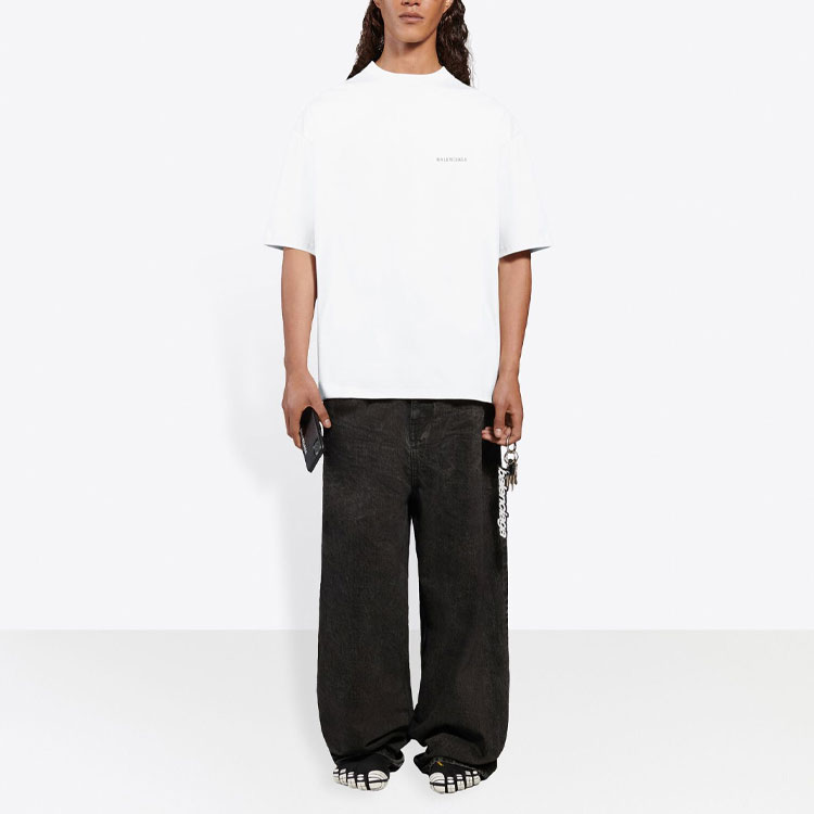 Balenciaga Logo Print Vintage Crewneck T-Shirt White Regular Fit 612966TIVG59040 圖 7