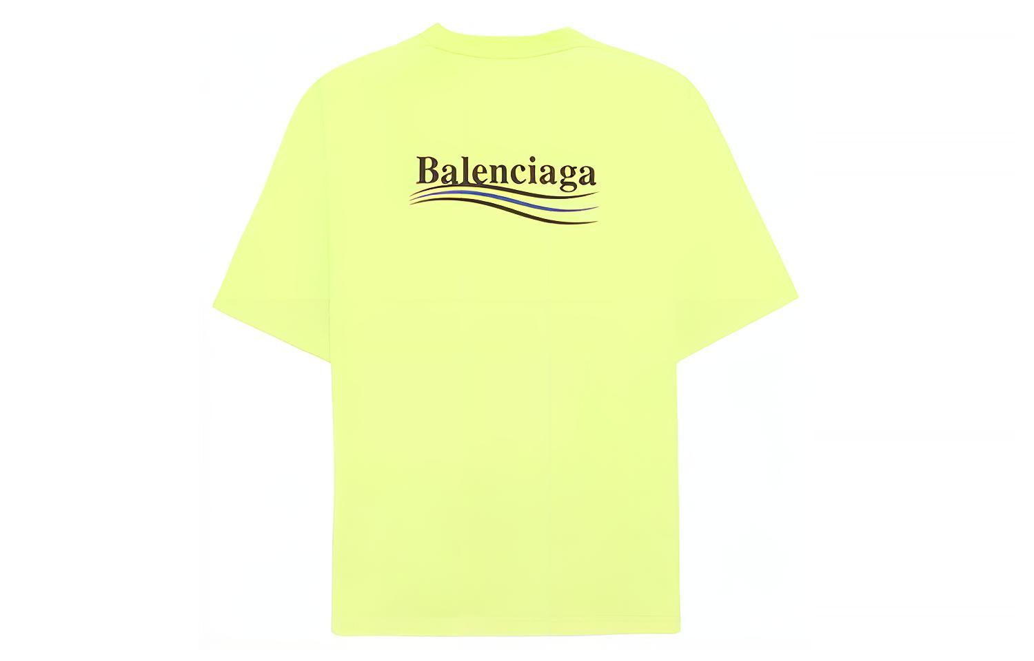 Balenciaga Logo Print Wave Tee Loose Fit Light Yellow 641675TJVF77110 圖 3