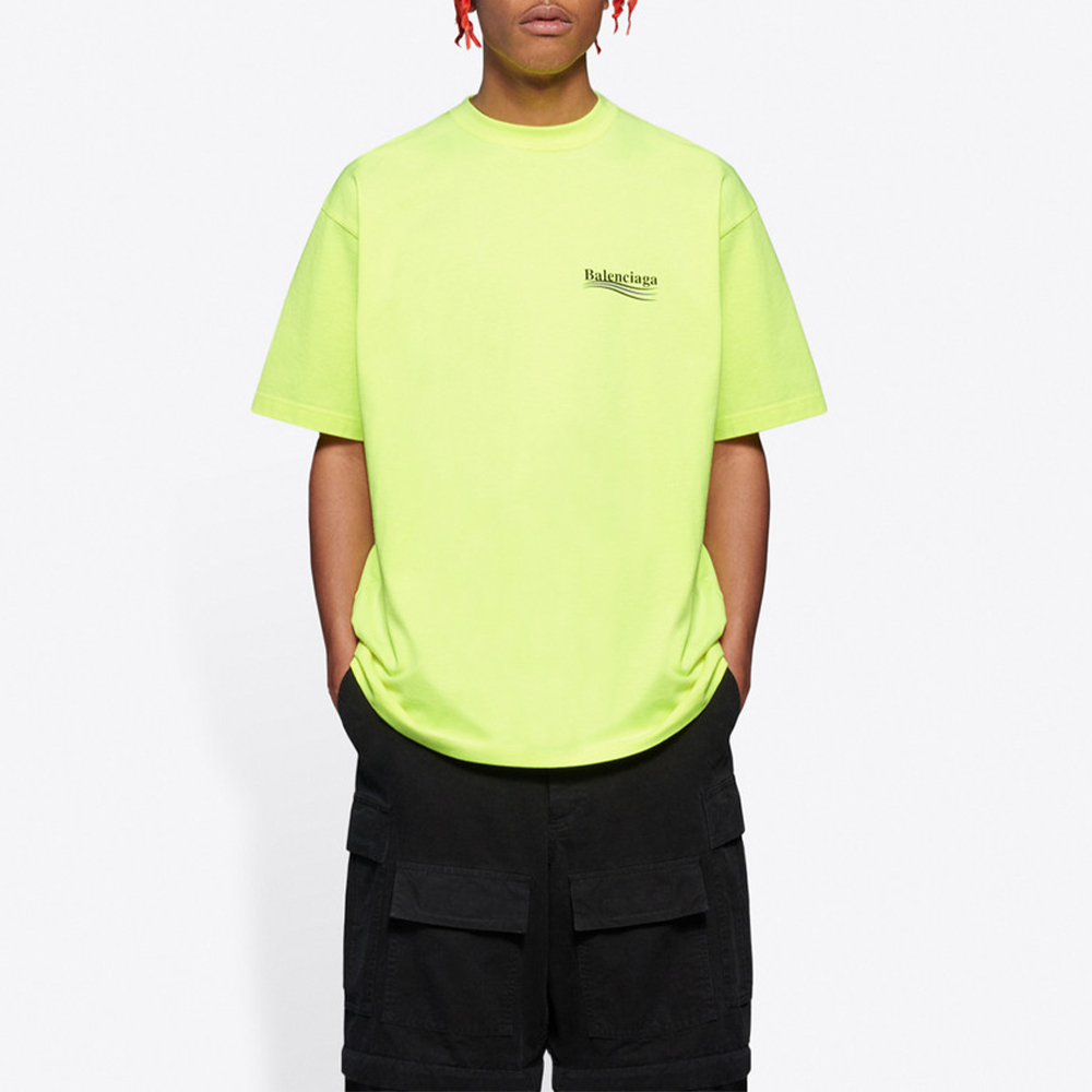 Balenciaga Logo Print Wave Tee Loose Fit Light Yellow 641675TJVF77110 圖 5