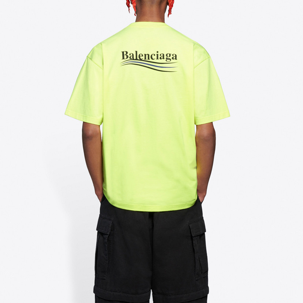 Balenciaga Logo Print Wave Tee Loose Fit Light Yellow 641675TJVF77110 圖 6