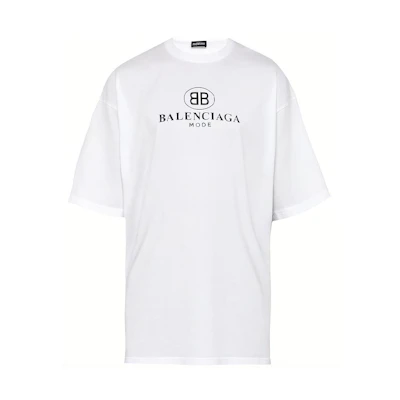 Balenciaga Logo Print White Crewneck T-Shirt for Men 556150TYK239000