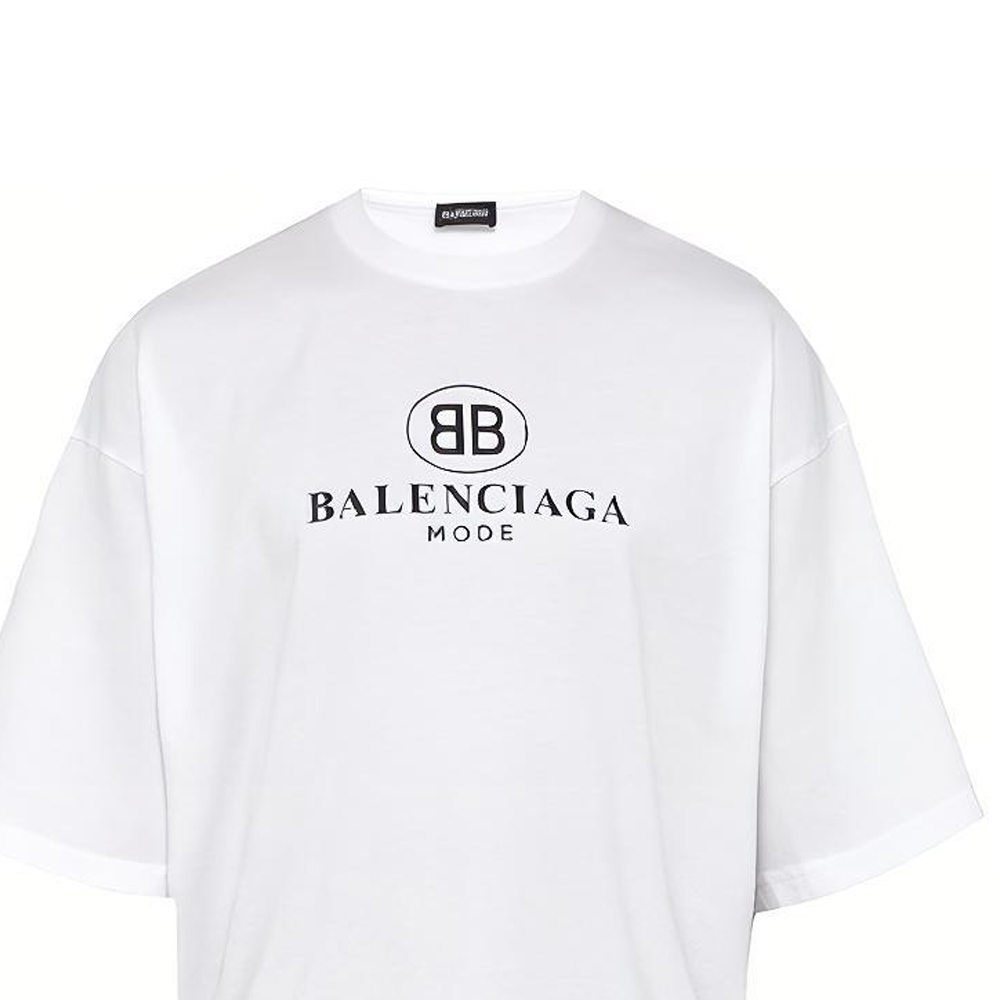 Sizing Kaos Pria Balenciaga Logo Print Crewneck Putih 556150TYK239000