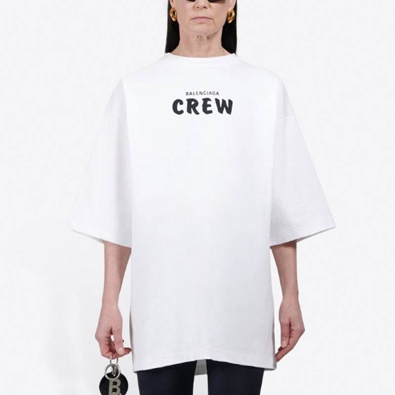 Lookbook 발렌시아가 로고 프린트 화이트 루즈핏 티셔츠 620941TIV749040