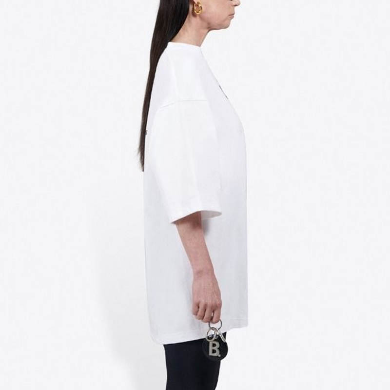 Purchase 발렌시아가 로고 프린트 화이트 루즈핏 티셔츠 620941TIV749040