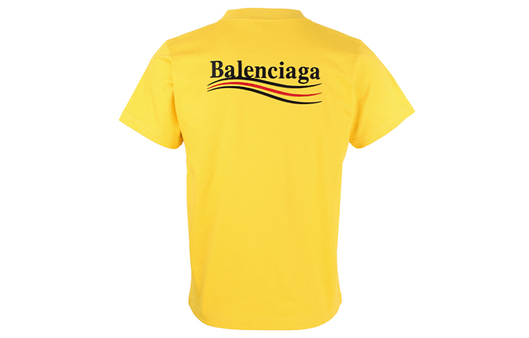 Balenciaga Logo Print Yellow Crew Neck T-Shirt Regular Fit. 620967TKVJ17442 圖 2