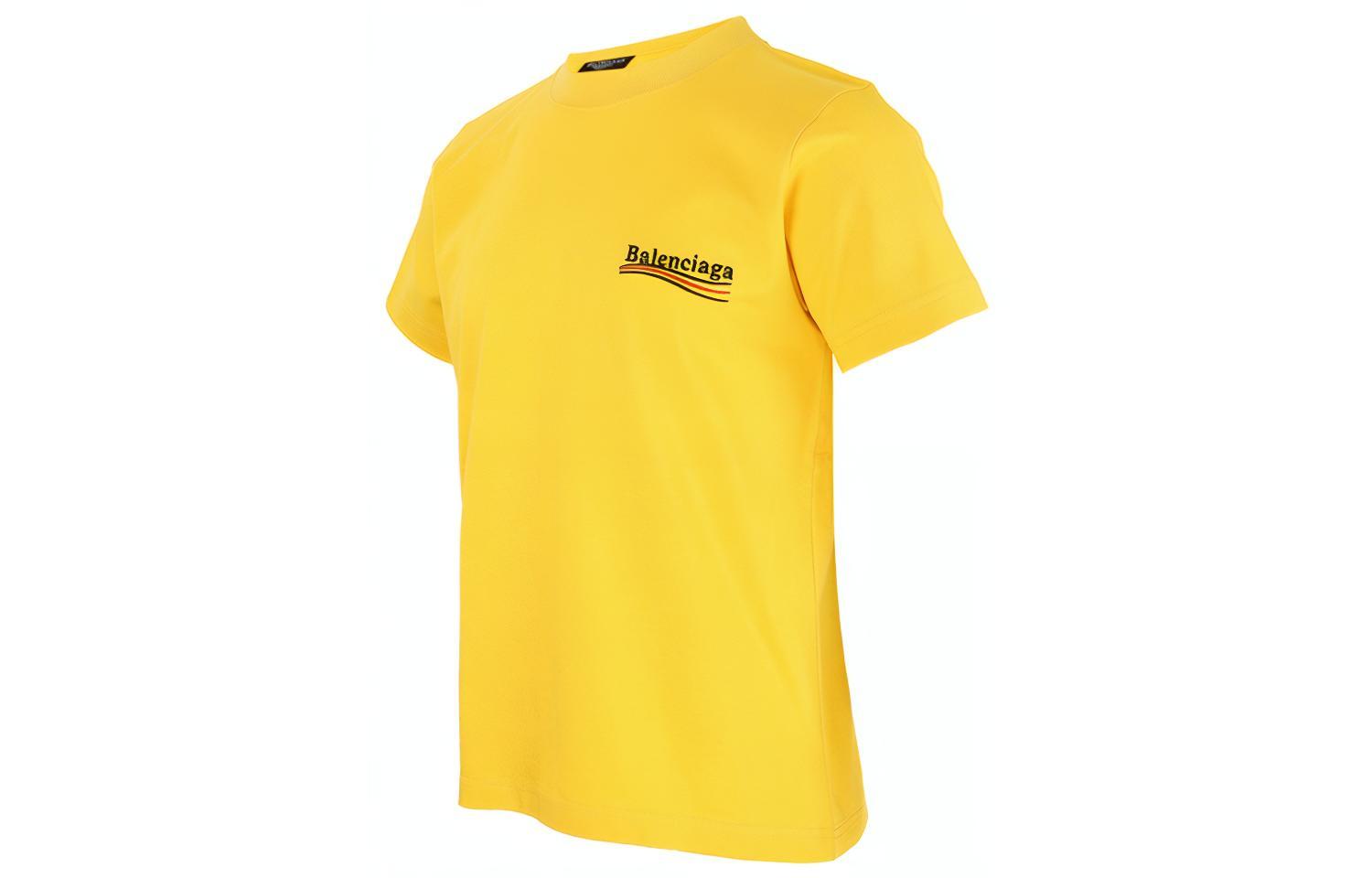 Balenciaga Logo Print Yellow Crew Neck T-Shirt Regular Fit. 620967TKVJ17442 圖 4