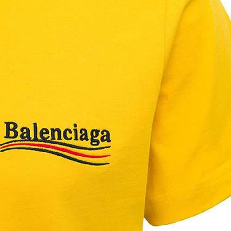 Balenciaga Logo Print Yellow Crew Neck T-Shirt Regular Fit. 620967TKVJ17442 圖 8
