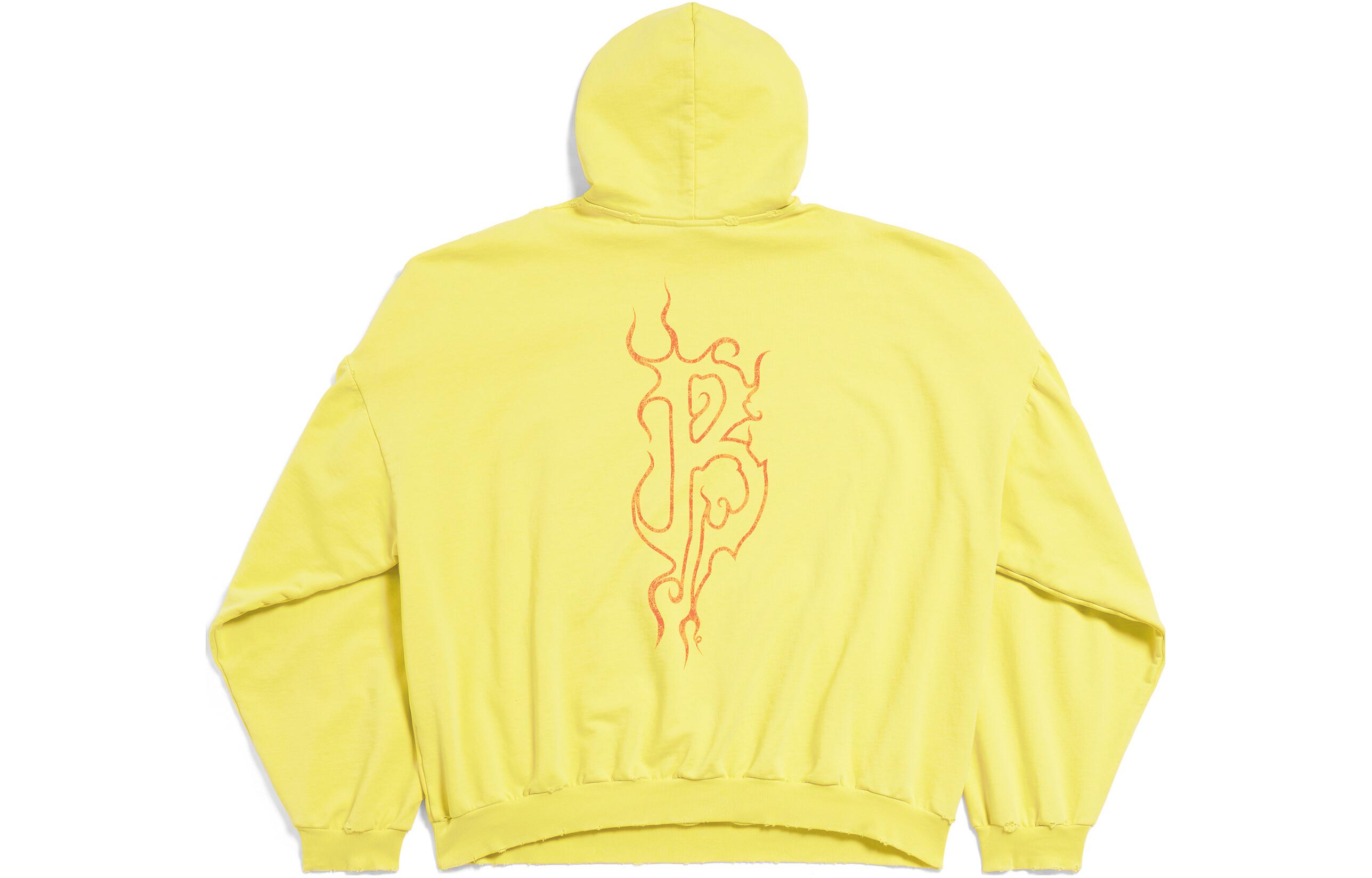 Lookbook Balenciaga Logo Print Hoodie Kuning Unisex Oversized Fit Gaya Kasual. 761458TPVN77175