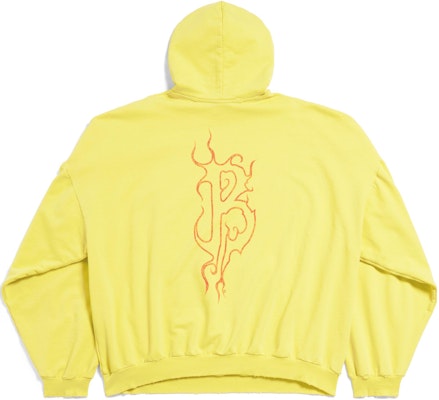 Balenciaga Logo Print Hoodie Kuning Unisex Oversized Fit Gaya Kasual. 761458TPVN77175 Lookbook Balenciaga Logo Print Hoodie Kuning Unisex Oversized Fit Gaya Kasual. 761458TPVN77175