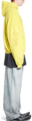Balenciaga Logo Print Hoodie Kuning Unisex Oversized Fit Gaya Kasual. 761458TPVN77175 Details for Balenciaga Logo Print Hoodie Kuning Unisex Oversized Fit Gaya Kasual. 761458TPVN77175