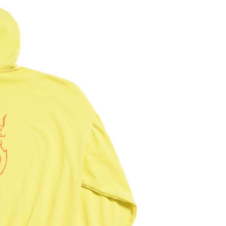 Sizing Balenciaga Logo Print Hoodie Kuning Unisex Oversized Fit Gaya Kasual. 761458TPVN77175