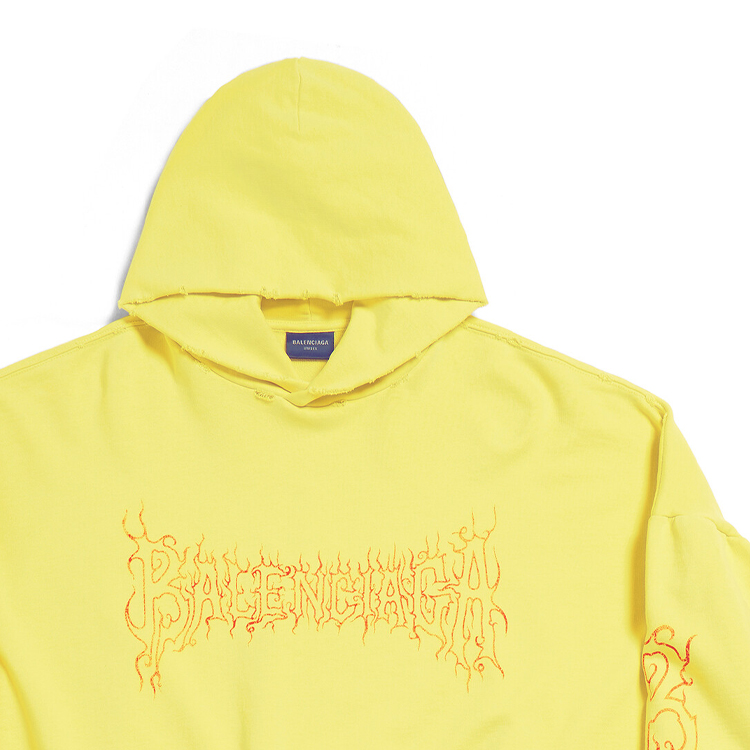 Cheap Balenciaga Logo Print Hoodie Kuning Unisex Oversized Fit Gaya Kasual. 761458TPVN77175