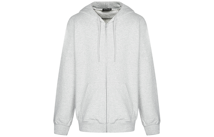 Balenciaga Logo Print Zip Hoodie Light Grey Unisex 583216TFV612569