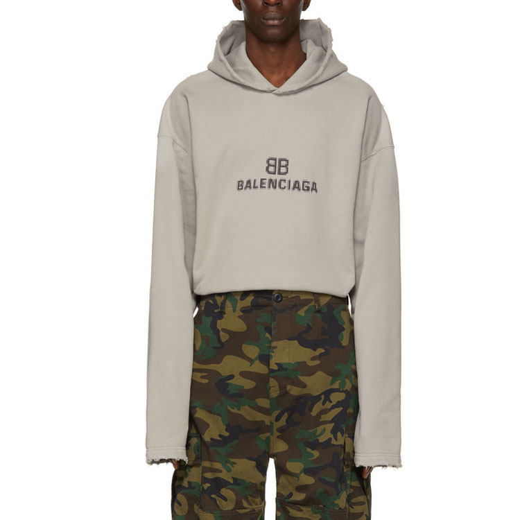 Balenciaga Logo Printed Pullover Hoodie Oversized Fit - Grey. 661711TKVF68174 圖 4