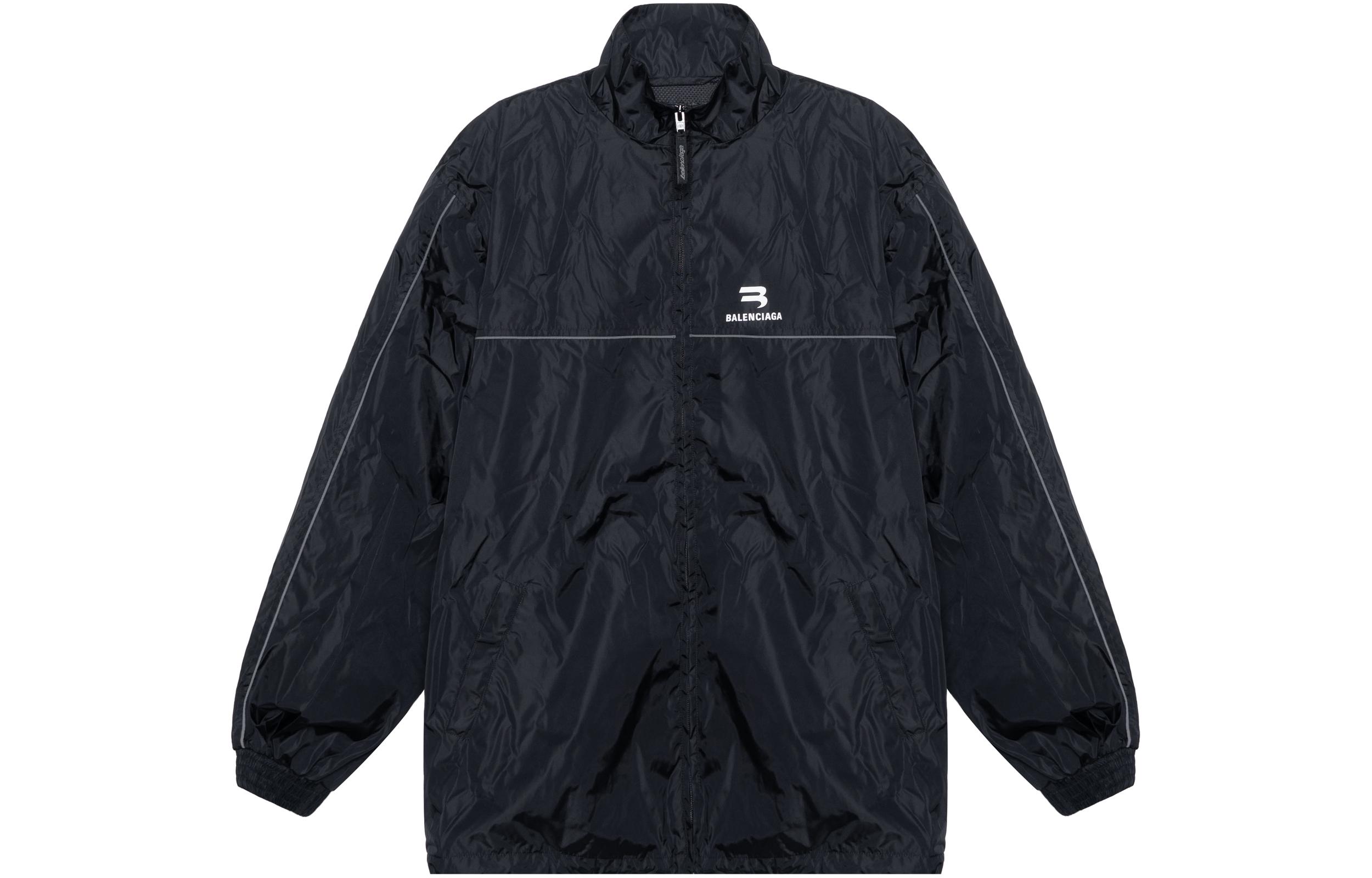 Balenciaga Logo Printed Zip-Up Bomber Jacket Black 663081TJOB91000