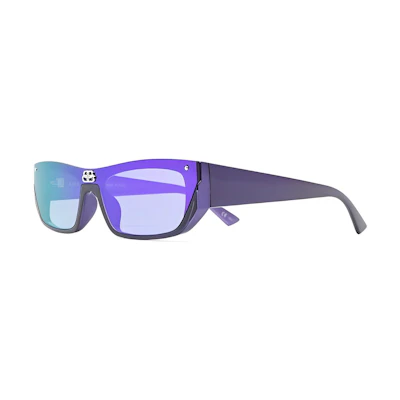Balenciaga Logo Rectangular Purple Sunglasses Unisex Injection Molded Frame BB0080S005