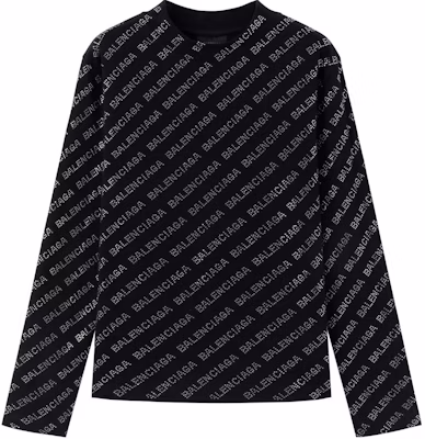 Balenciaga Logo Sequin Long Sleeve Oversized T-Shirt Black Casual Wear 730402TNVQ91073 Buy Balenciaga Logo Sequin Long Sleeve Oversized T-Shirt Black Casual Wear 730402TNVQ91073