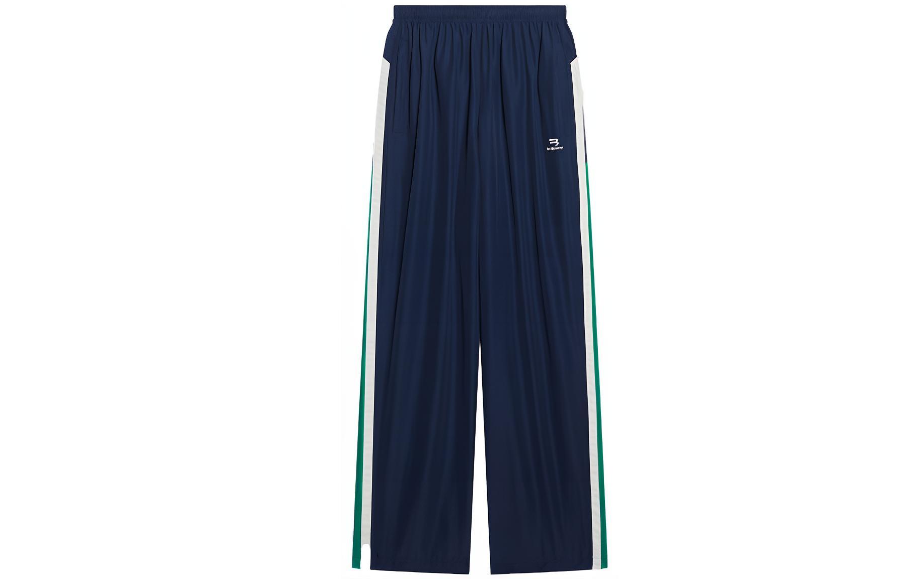 Balenciaga Logo Side Striped Knit Track Pants Loose Fit Blue. 675491TKO484063