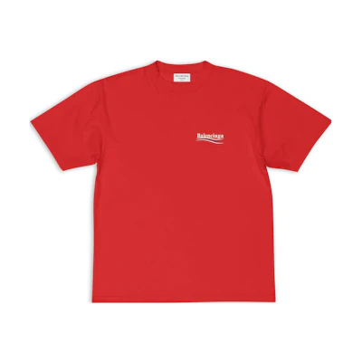 Balenciaga Logo Unisex Red Short Sleeve T-Shirt Regular Fit. 641655TKVJ16040