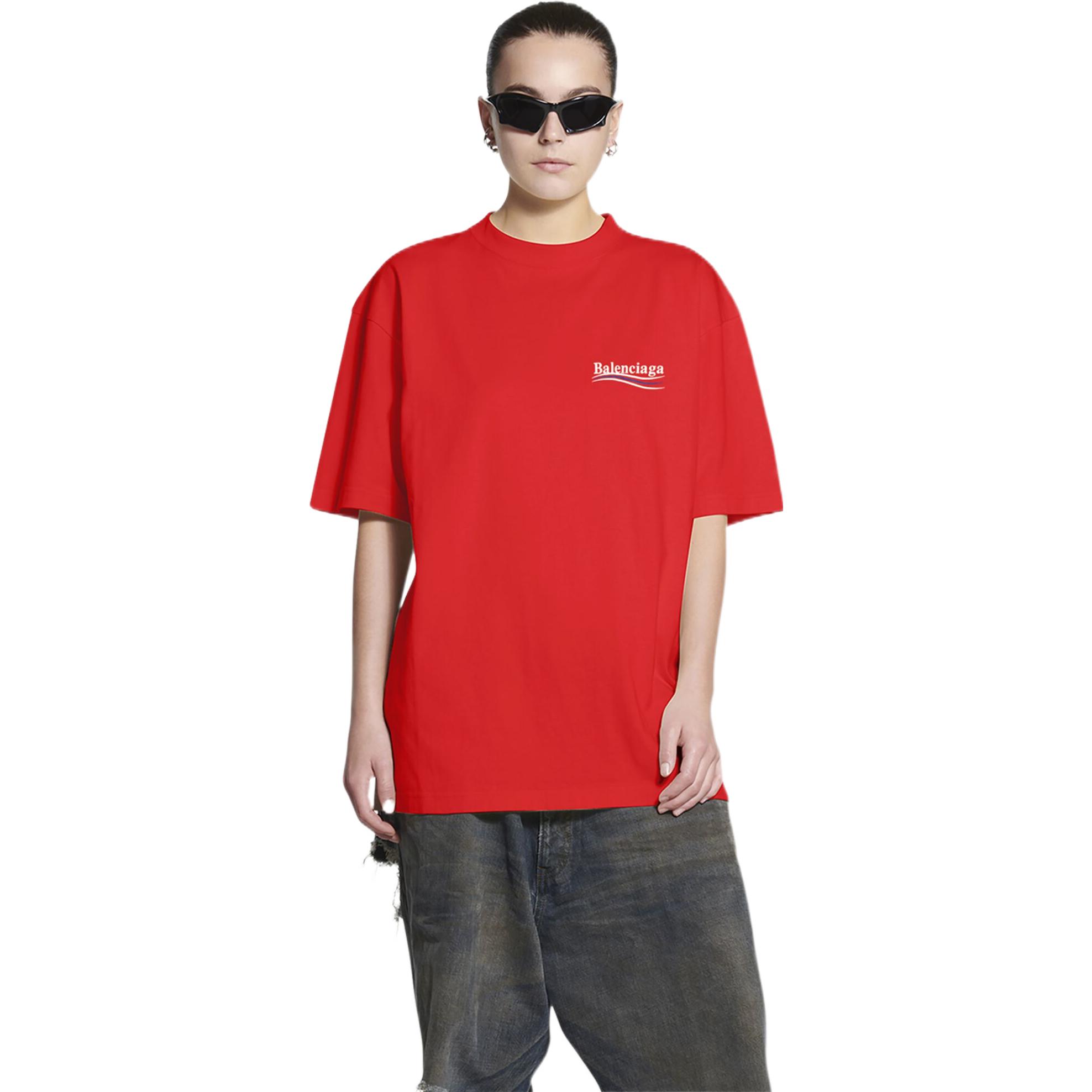 Balenciaga Logo Unisex Red Short Sleeve T-Shirt Regular Fit. 641655TKVJ16040 圖 3
