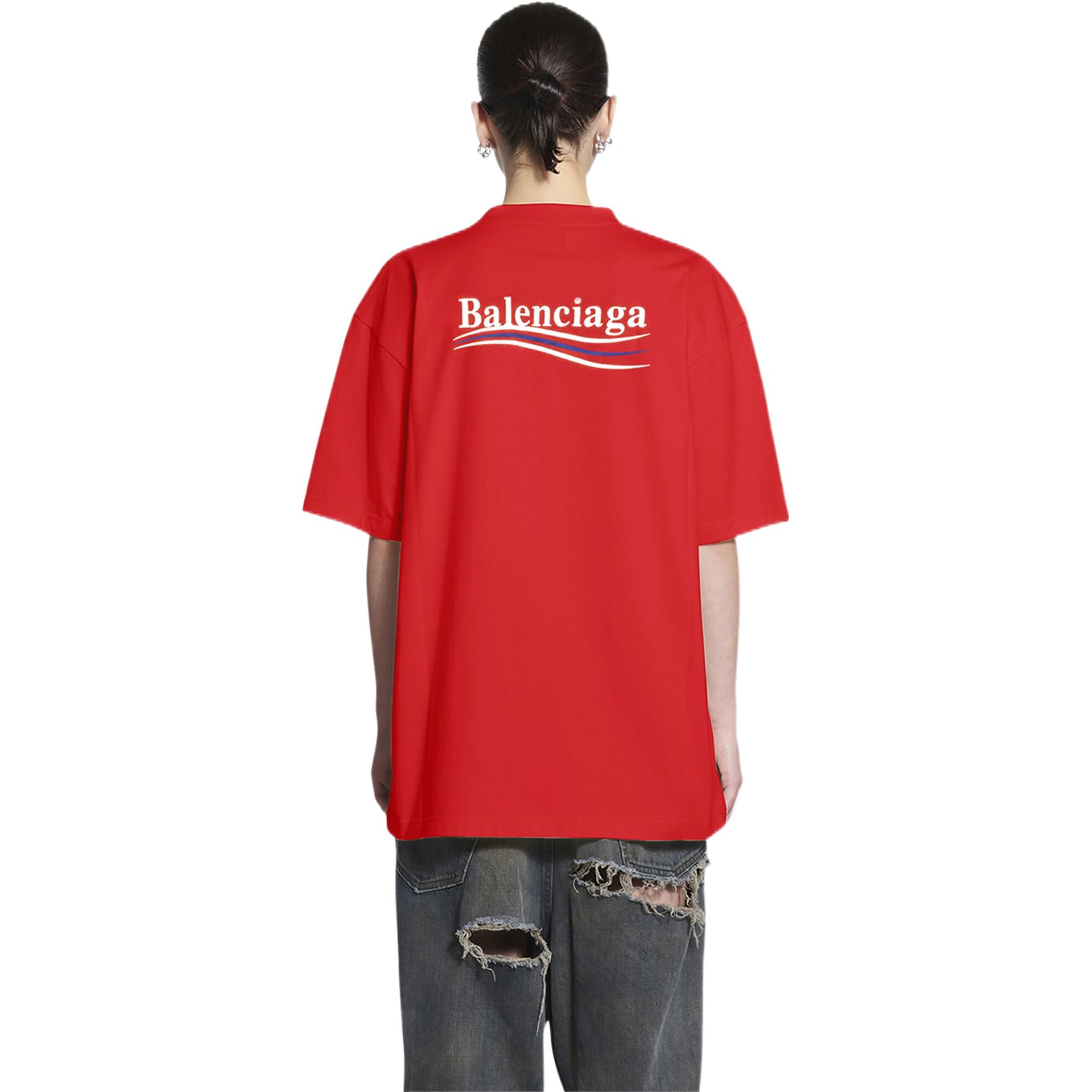 Balenciaga Logo Unisex Red Short Sleeve T-Shirt Regular Fit. 641655TKVJ16040 圖 4