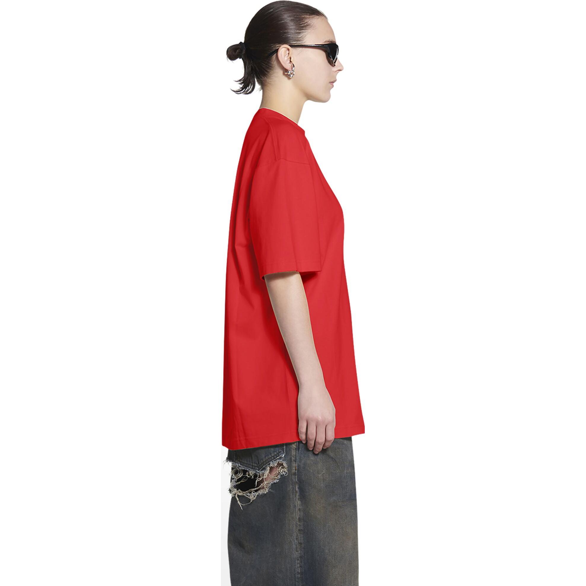 Balenciaga Logo Unisex Red Short Sleeve T-Shirt Regular Fit. 641655TKVJ16040 圖 5