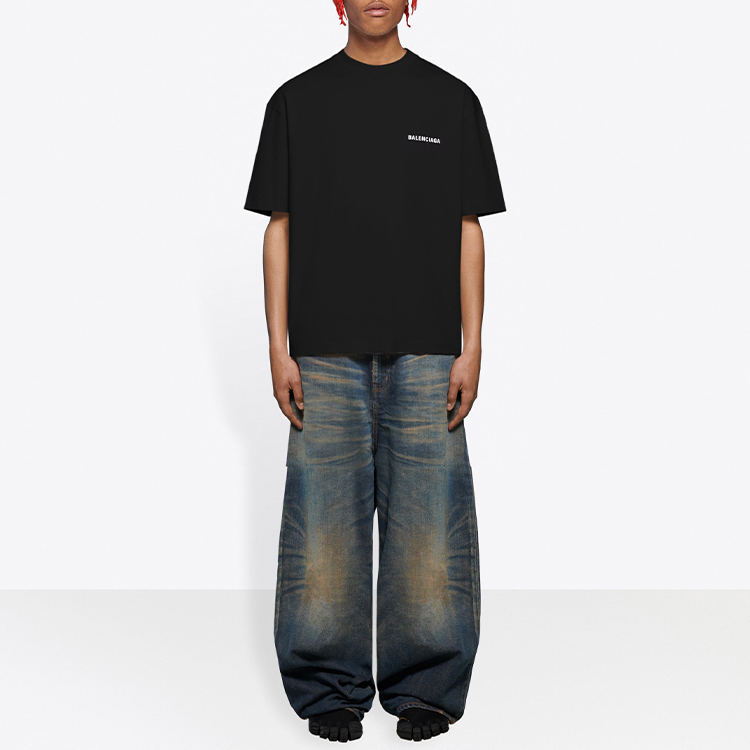 Balenciaga Logo Vintage Black T-Shirt Short Sleeve 612966TIVG51070 圖 4