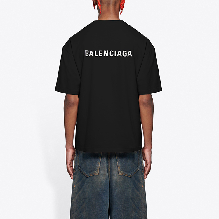 Balenciaga Logo Vintage Black T-Shirt Short Sleeve 612966TIVG51070 圖 5