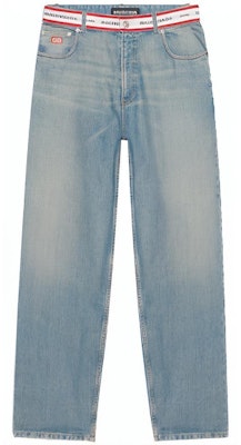 Balenciaga Logo Waistband Denim 'Blue/White' Buy Balenciaga Logo Waistband Denim 'Blue/White'