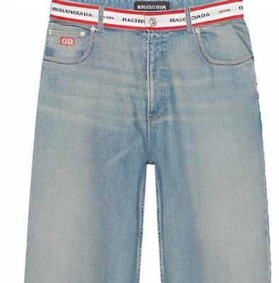 Balenciaga Logo Waistband Denim 'Blue/White' Details for Balenciaga Logo Waistband Denim 'Blue/White'