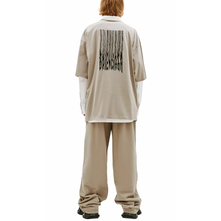 Balenciaga Logo Waterfall Lettering T-Shirt Unisex Regular Fit Beige. 661715TKVE58174 圖 5