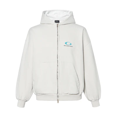 Balenciaga Logo Zip-Up Hoodie Unisex White Regular Fit Long Sleeve 803264TRVC39059