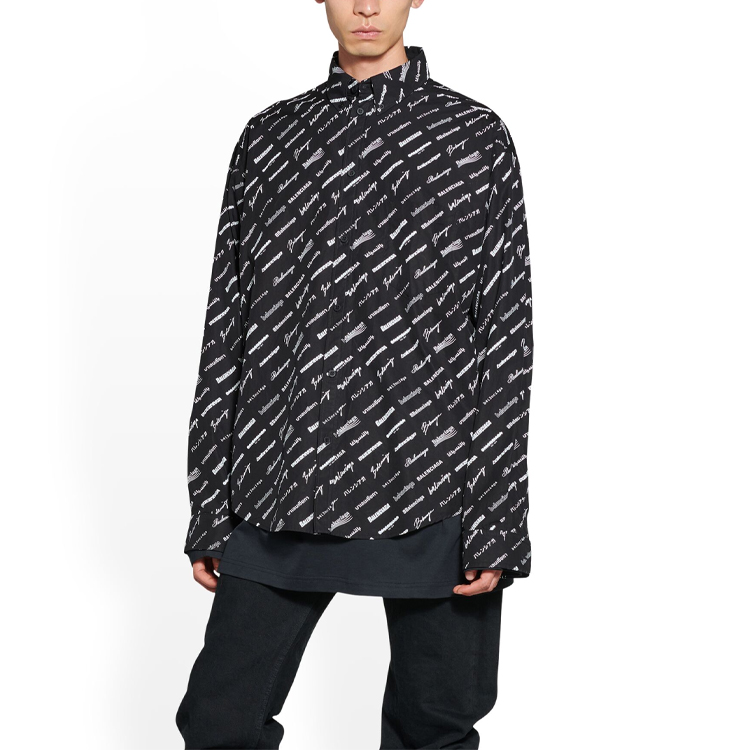 Balenciaga Logomania All Over SS23  Black Long Sleeve Shirt. 662983TNLL11070 圖 5