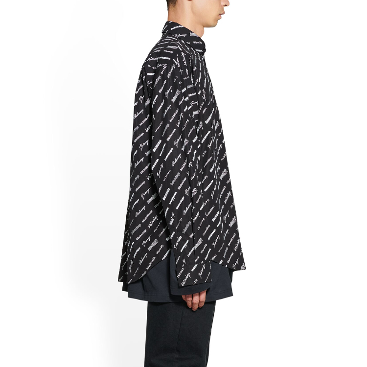 Balenciaga Logomania All Over SS23  Black Long Sleeve Shirt. 662983TNLL11070 圖 7
