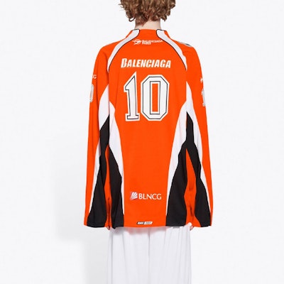 Balenciaga Long-Sleeve Hockey Shirt 'Fluorescent Orange/White/Black' Details for Balenciaga Long-Sleeve Hockey Shirt 'Fluorescent Orange/White/Black'