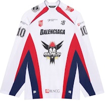 Balenciaga Long-Sleeve Hockey T-Shirt 'White/Red/Ink' Balenciaga Long-Sleeve Hockey T-Shirt 'White/Red/Ink'