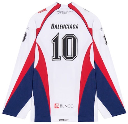 Balenciaga Long-Sleeve Hockey T-Shirt 'White/Red/Ink' Order Balenciaga Long-Sleeve Hockey T-Shirt 'White/Red/Ink'